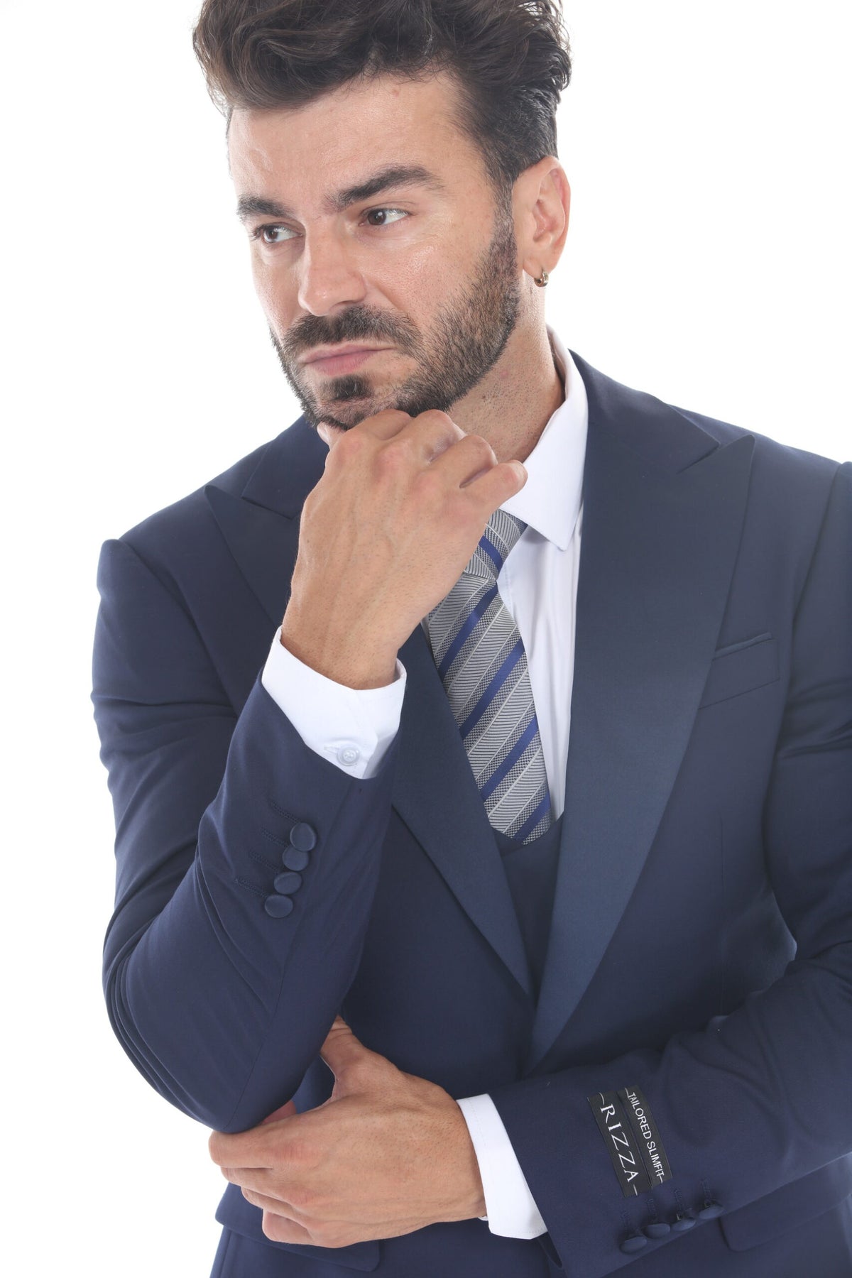 Navy Peak Lapel 3-Piece Tuxedo – Suituno, photo 4