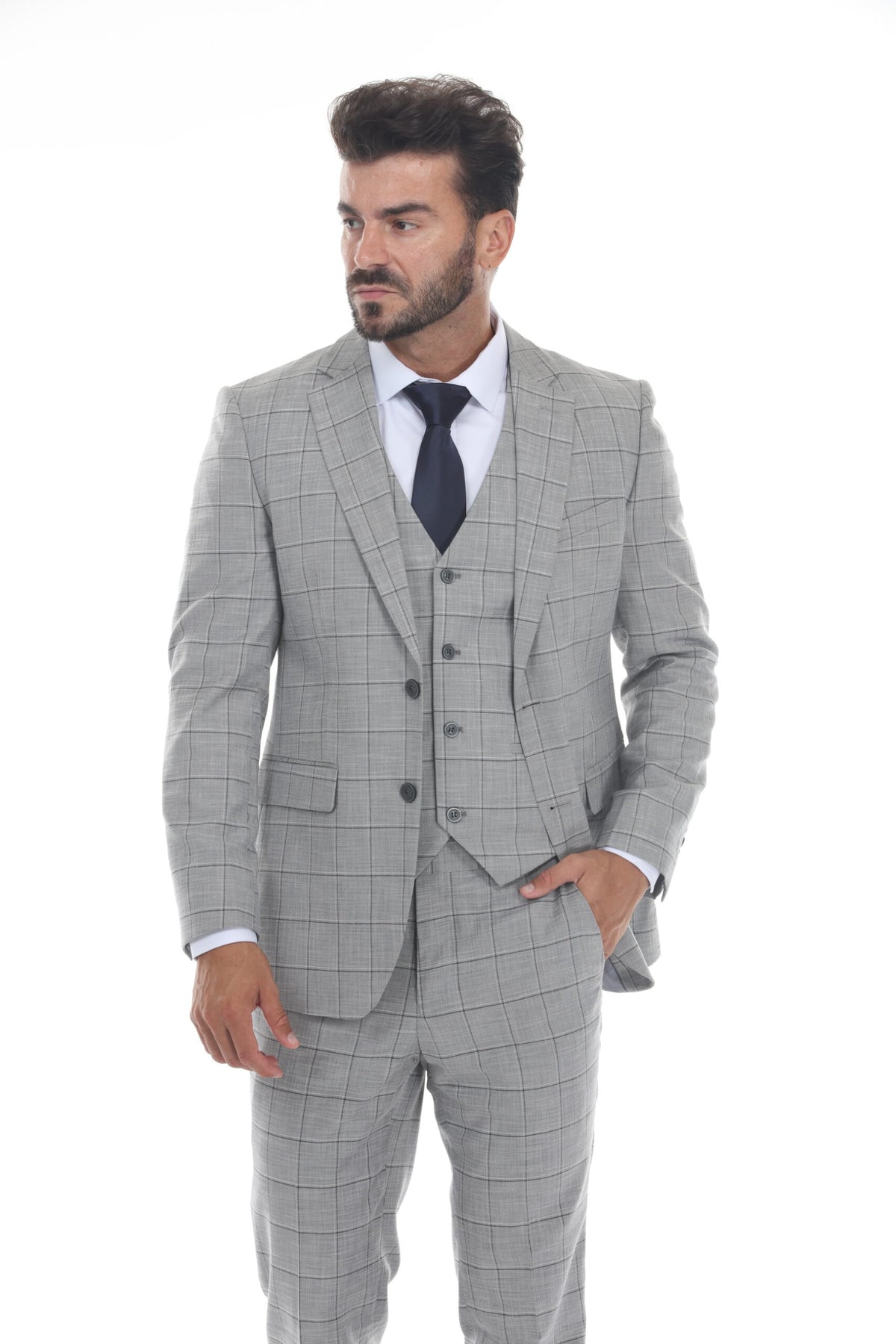 Light Gray Check 3-Piece Suit – Suituno, photo 3