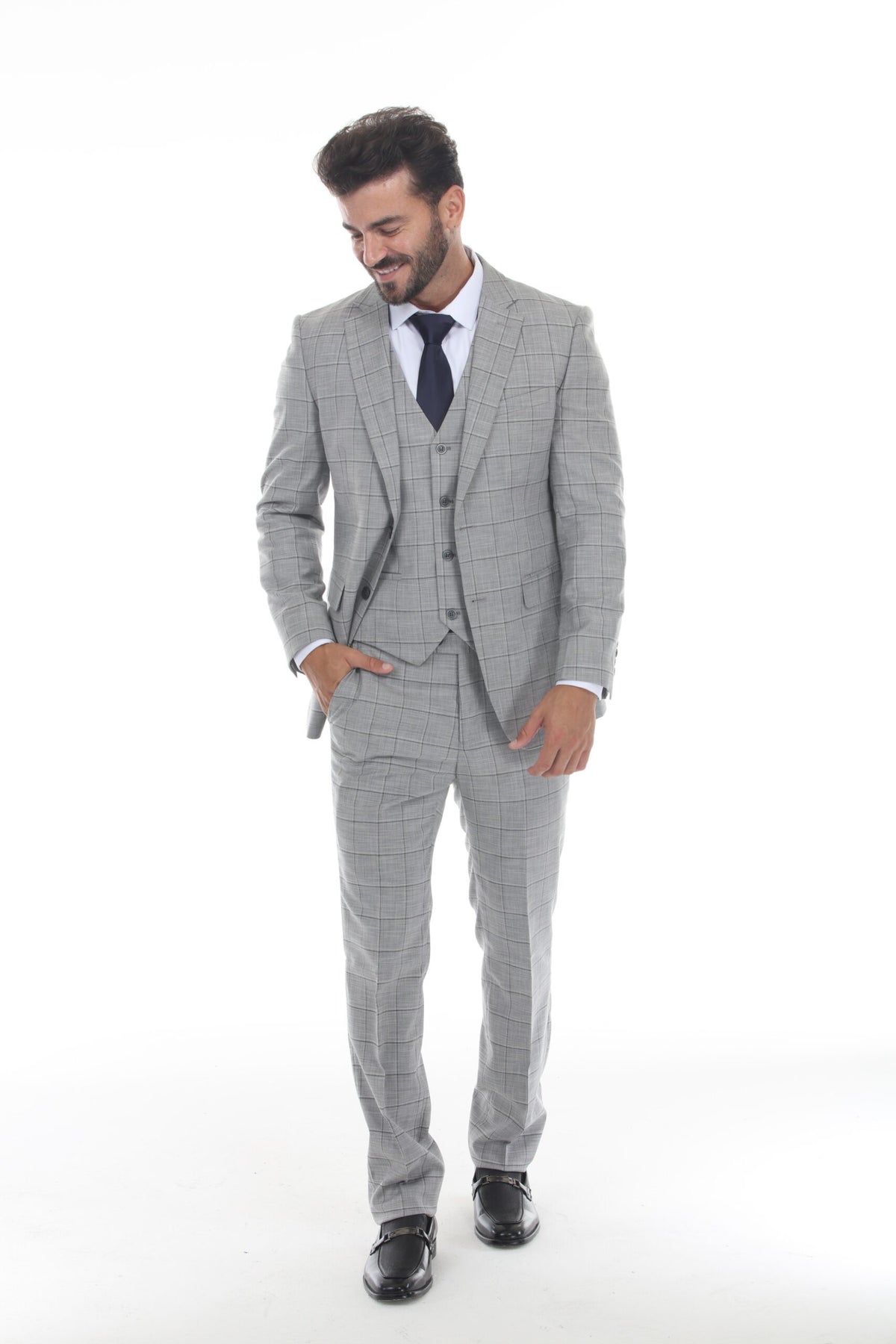 Light Gray Check 3-Piece Suit – Suituno