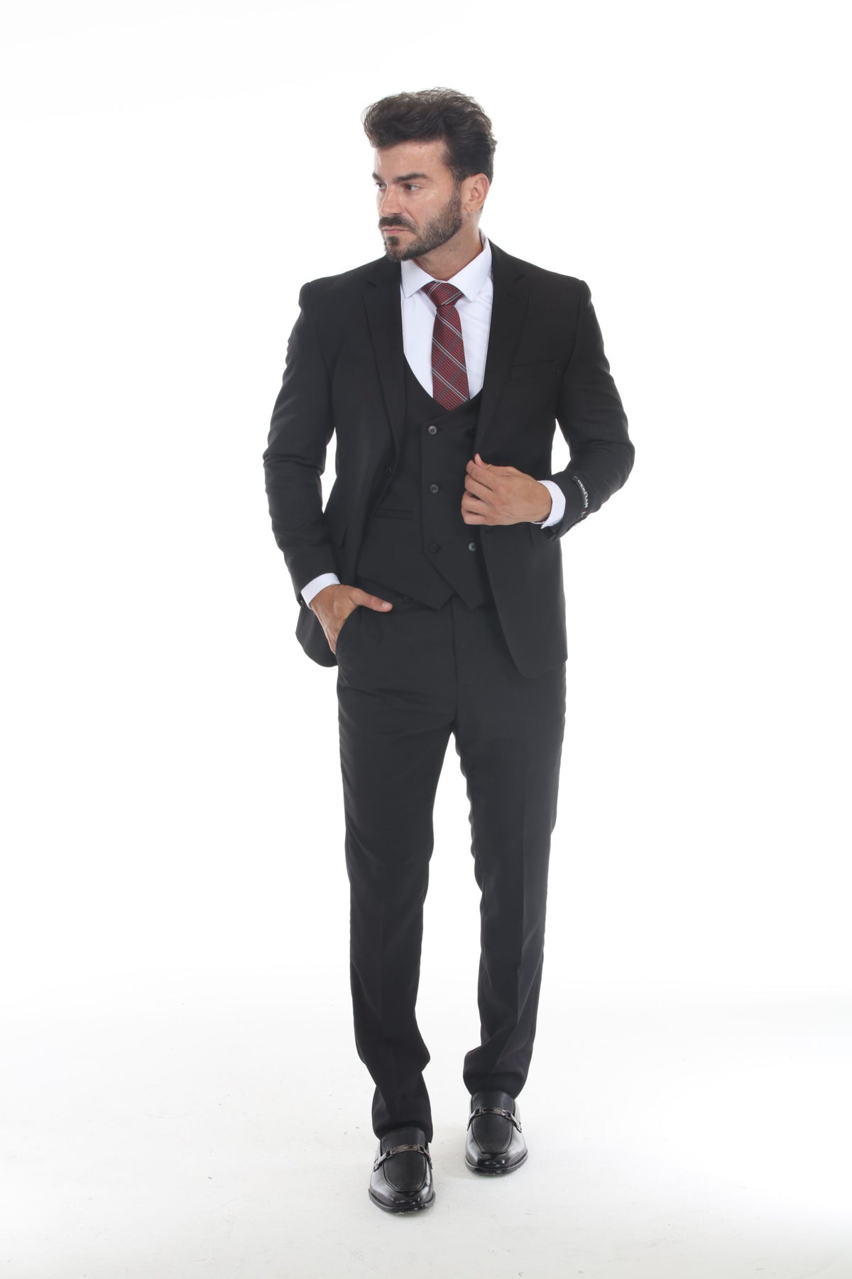 Black Modern Fit 3-Piece Suit – Suituno