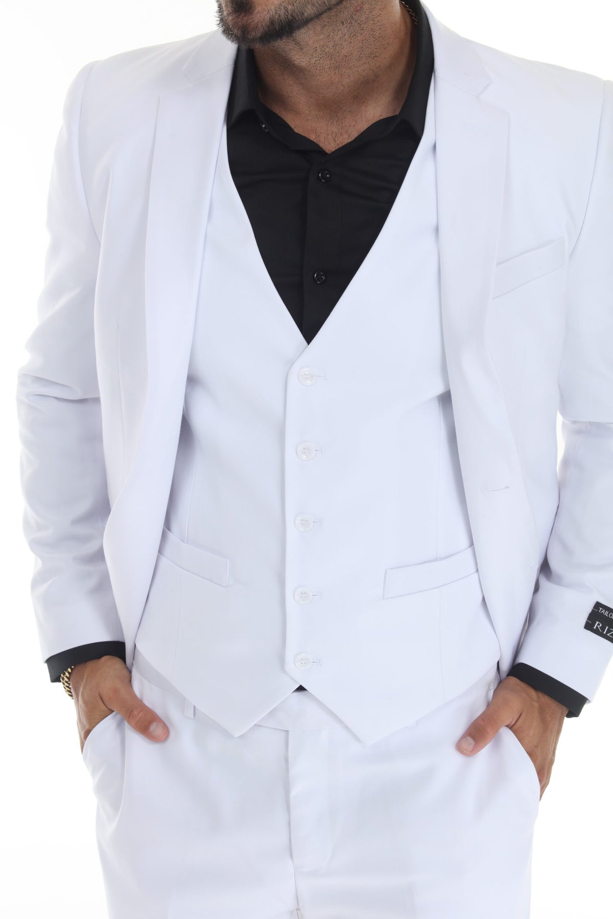White Modern Fit 3-Piece Suit – Suituno, photo 4