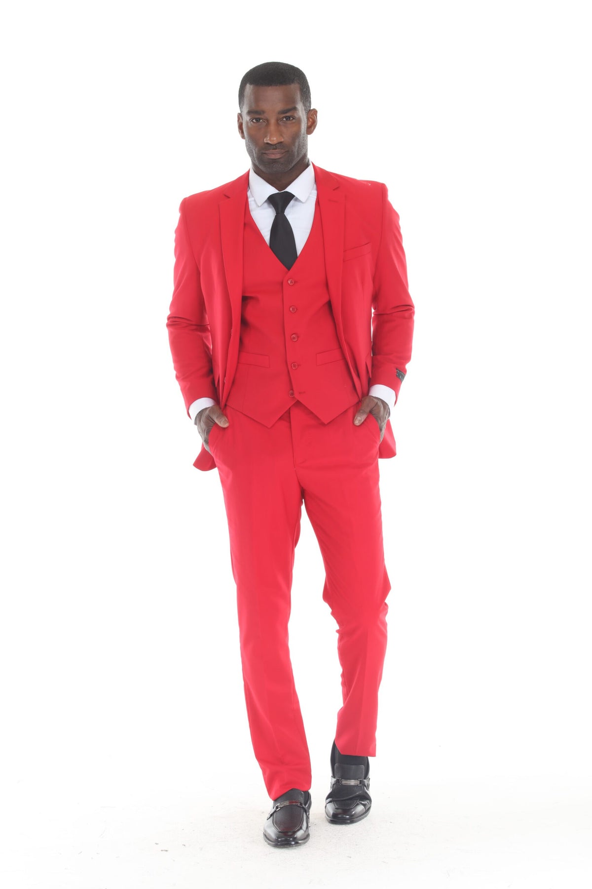 Red Modern Fit 3-Piece Suit – Suituno