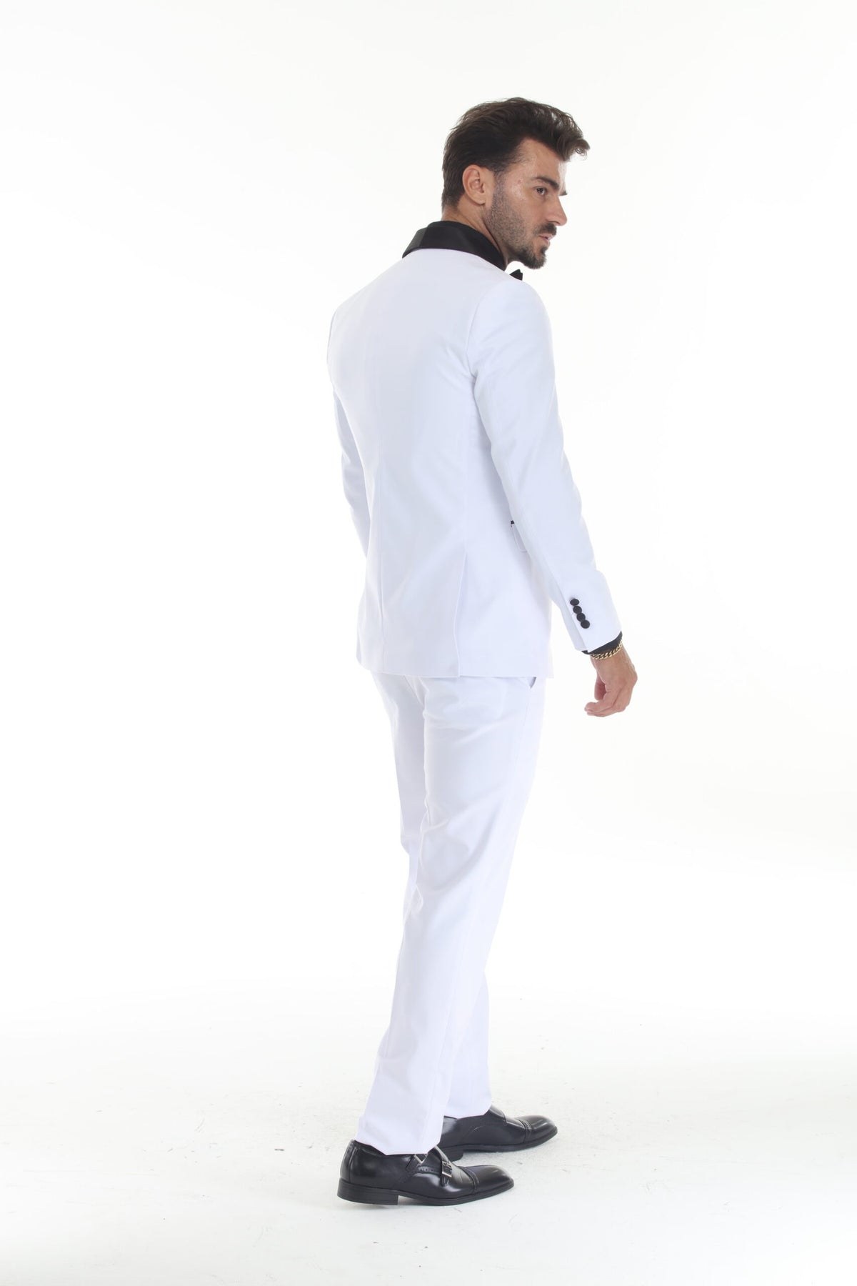 White Shawl Lapel 3-Piece Tuxedo – Suituno, photo 2