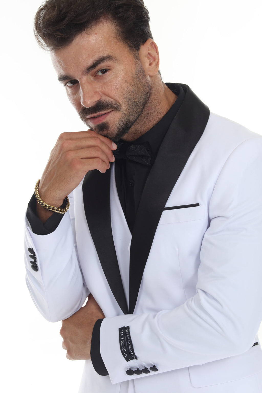 White Shawl Lapel 3-Piece Tuxedo – Suituno, photo 4