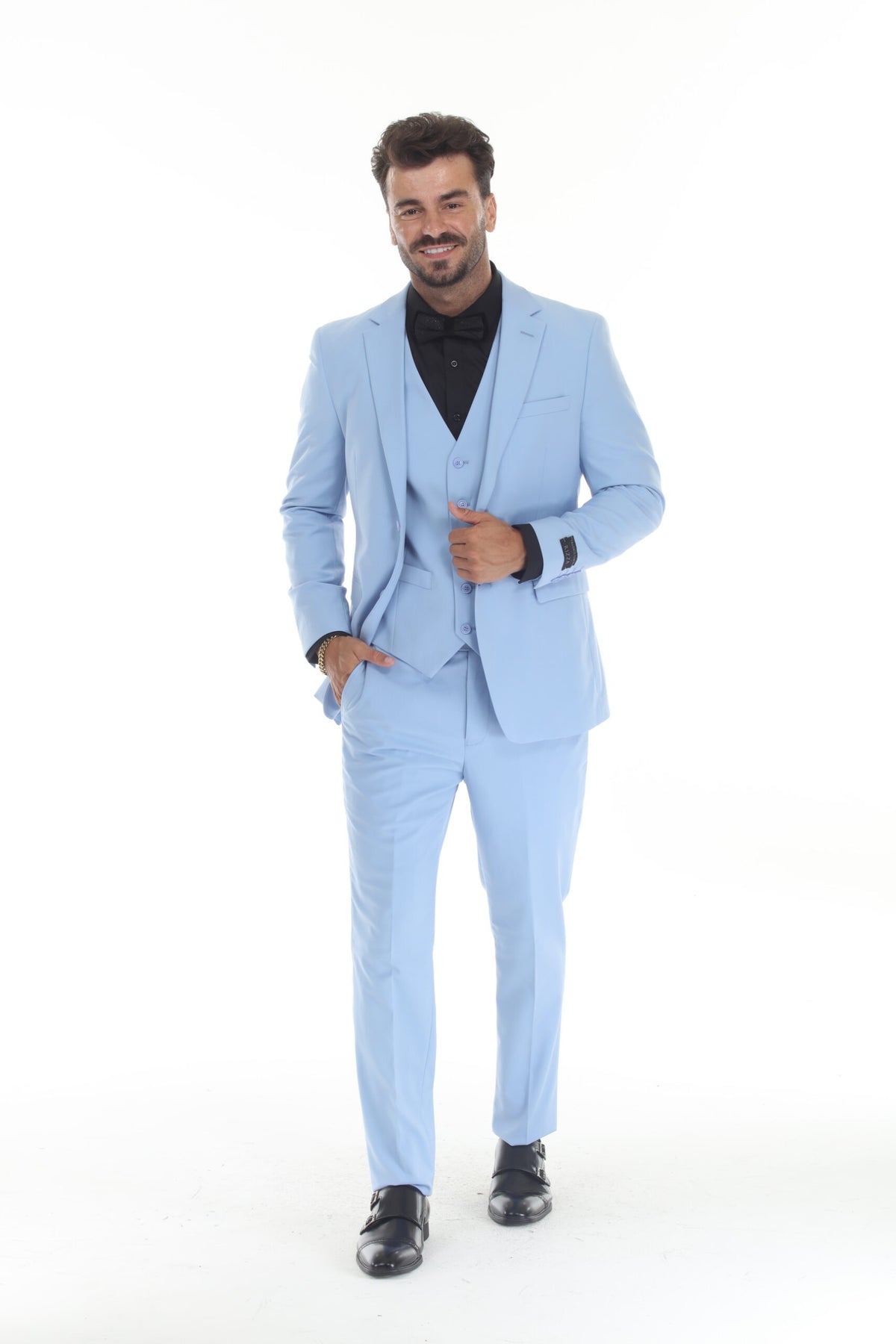 Sky Blue Modern Fit 3-Piece Suit – Suituno