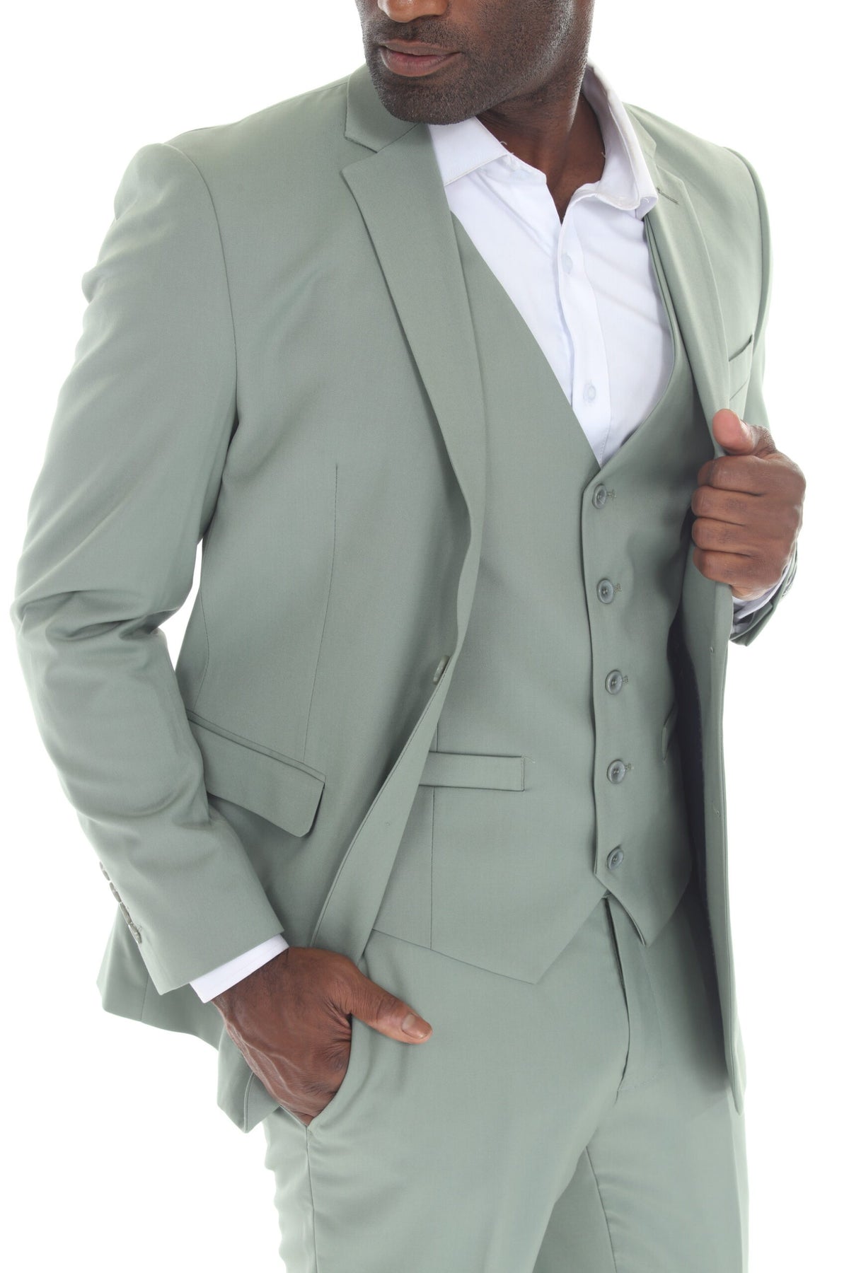 Olive Green Modern Fit 3-Piece Suit – Suituno, photo 3