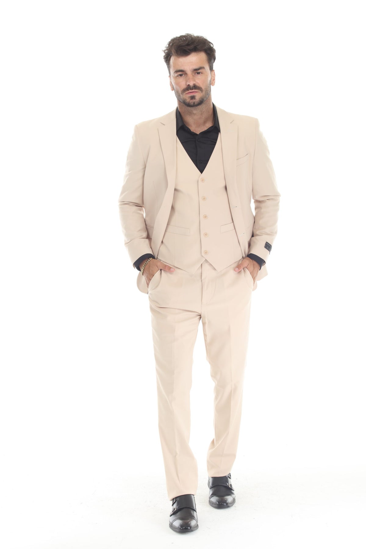 Tan Modern Fit 3-Piece Suit – Suituno