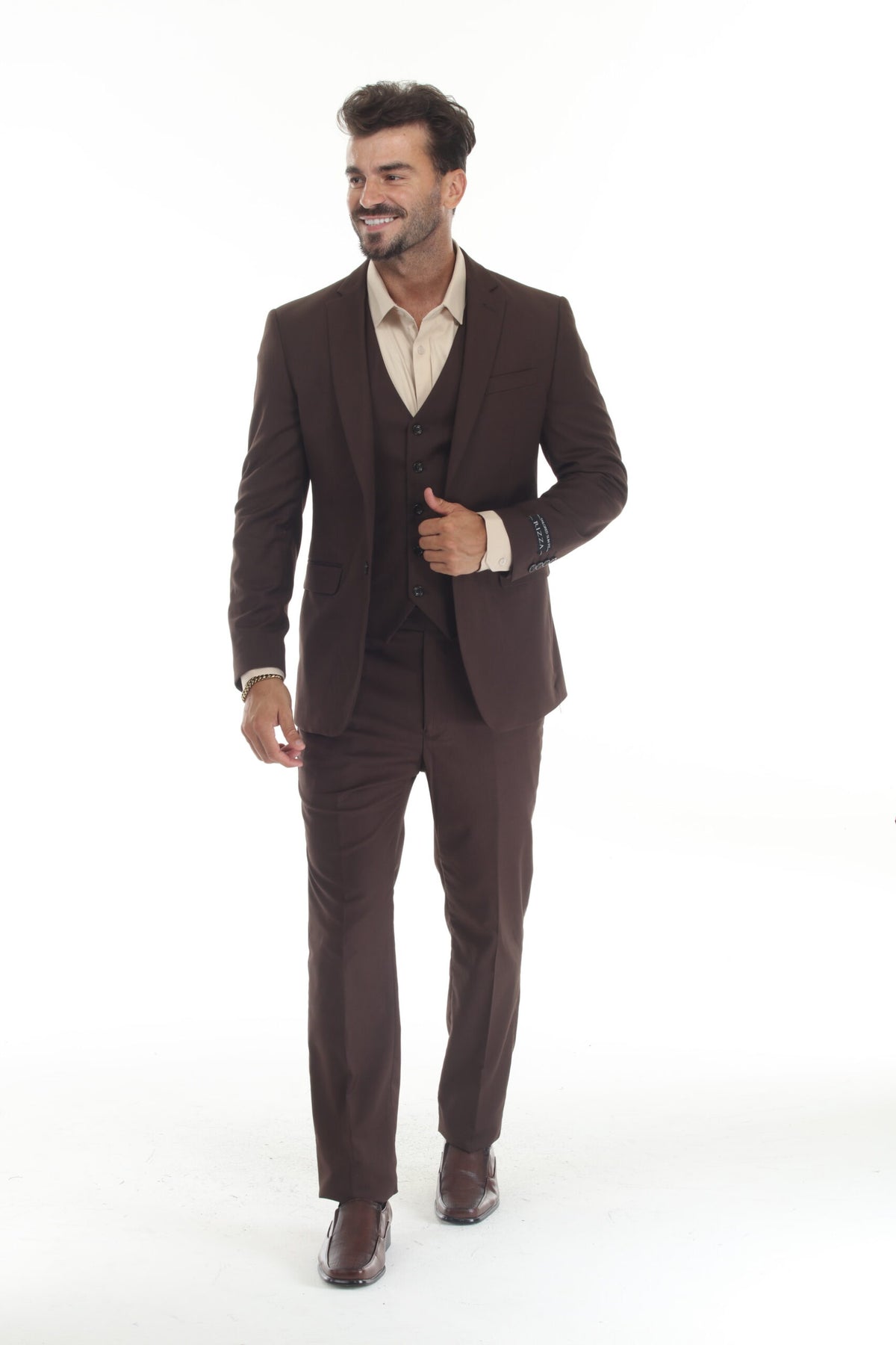 Chocolate Brown Modern Fit 3-Piece Suit – Suituno