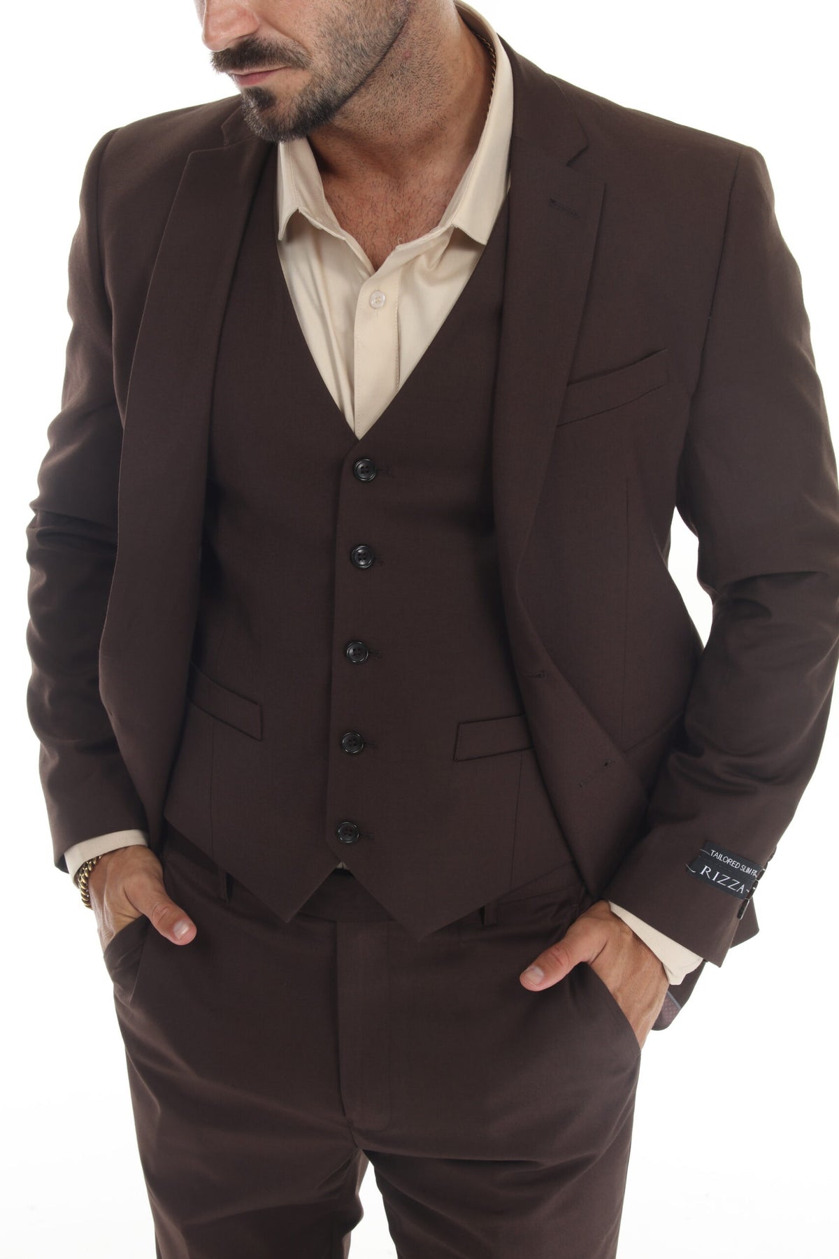 Chocolate Brown Modern Fit 3-Piece Suit – Suituno, photo 3