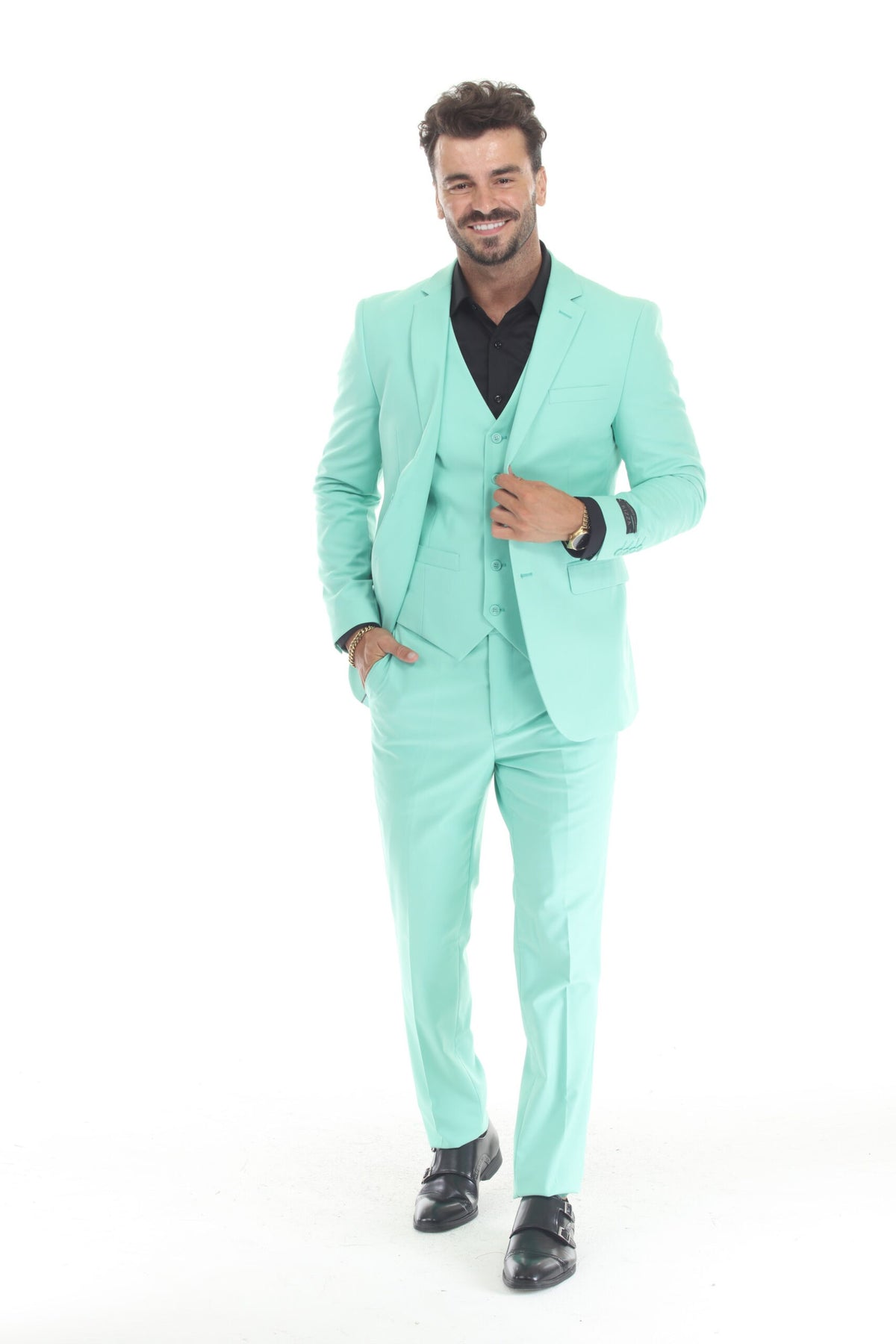 Mint Green Modern Fit 3-Piece Suit – Suituno