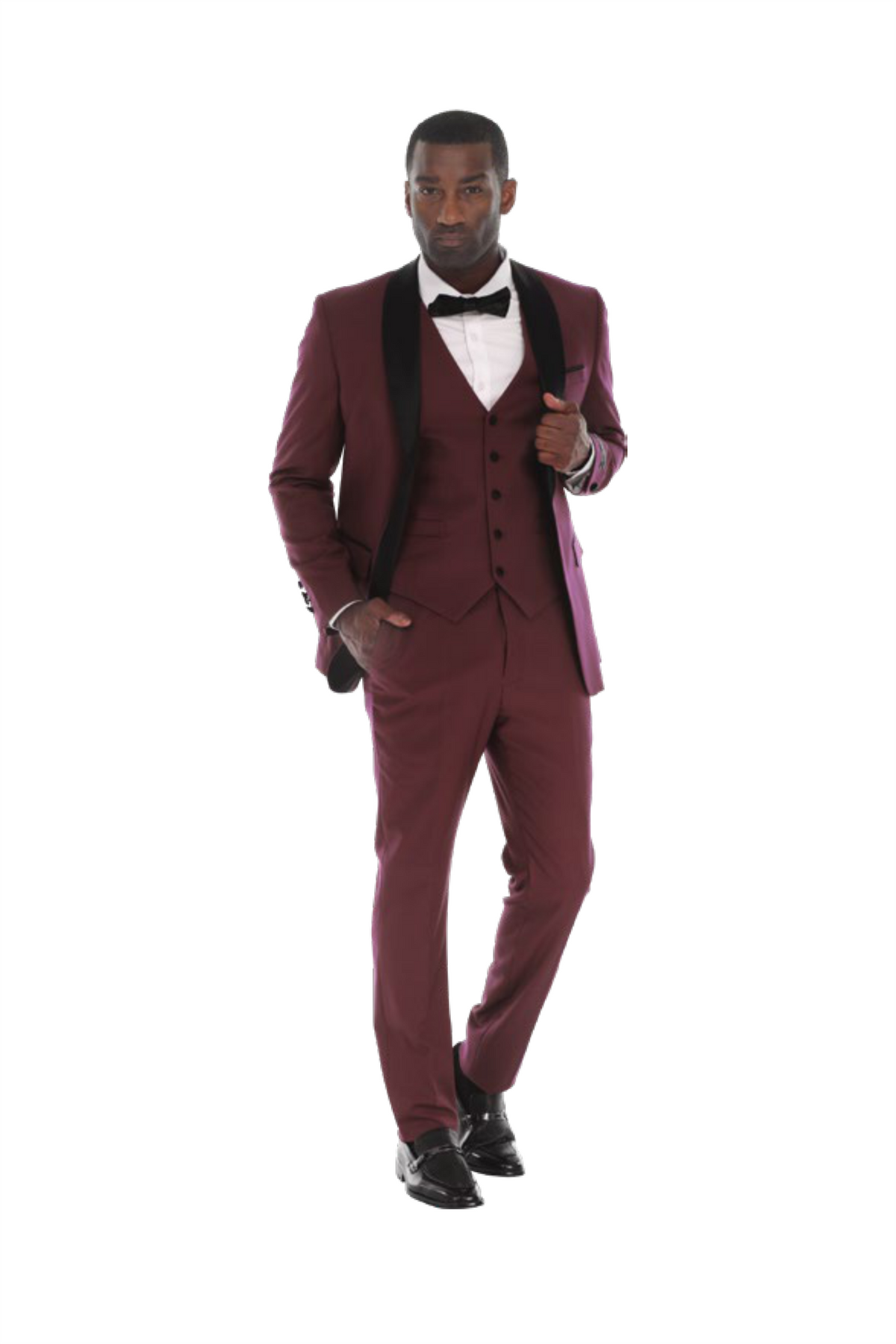 Burgundy Shawl Lapel 3-Piece Tuxedo – Suituno