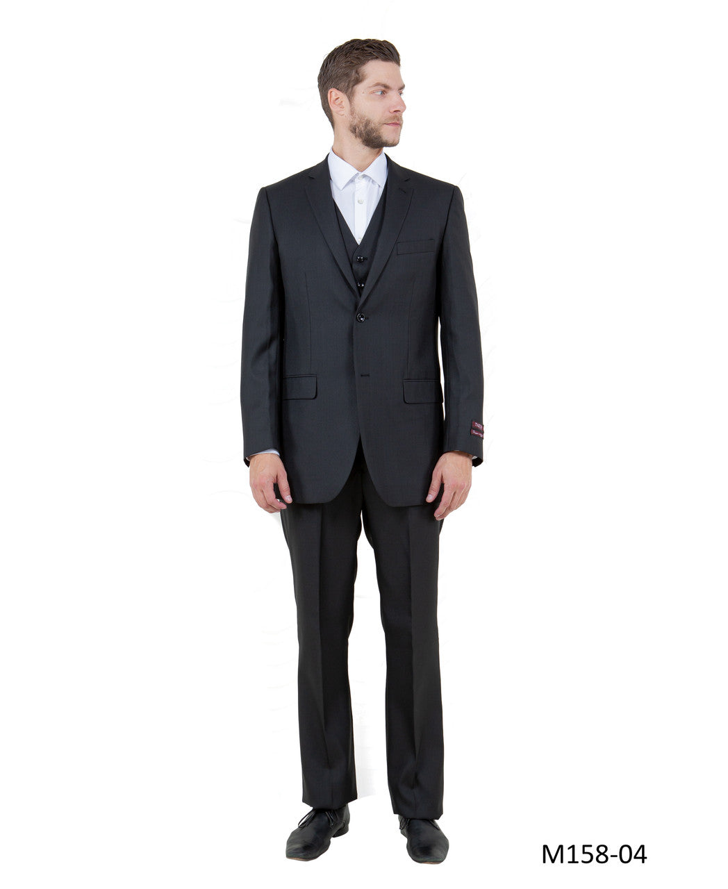 Black Modern Fit 3-Piece Textured Suit – Suituno