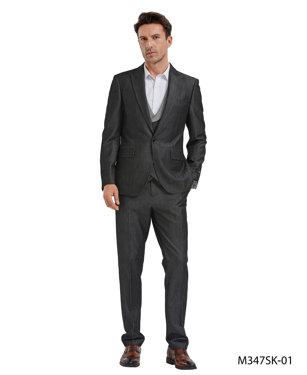 Black Skinny Fit 3-Piece Stretch Suit – Suituno