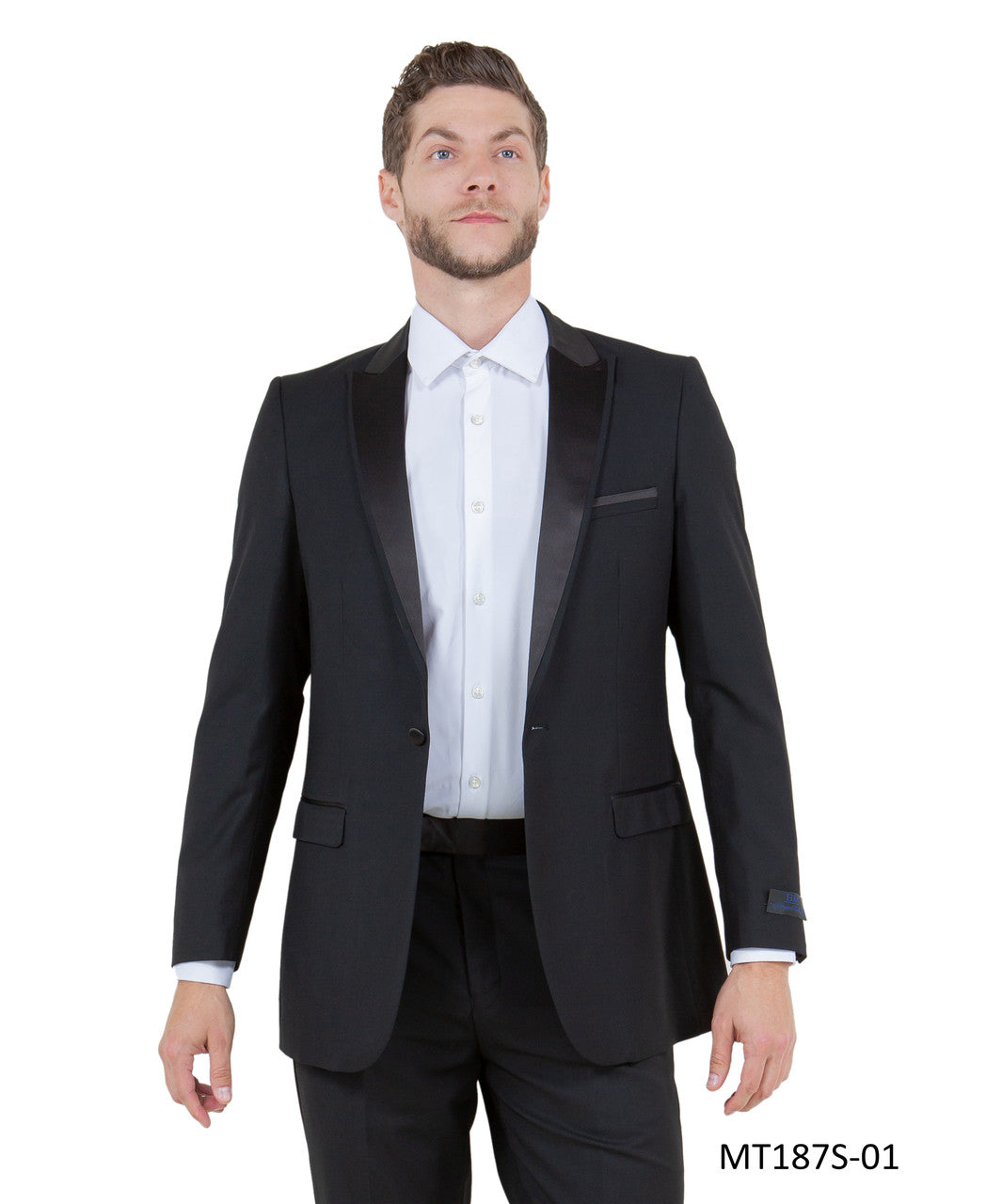 Black Slim Fit Satin Shawl Lapel Tuxedo – Suituno, photo 3