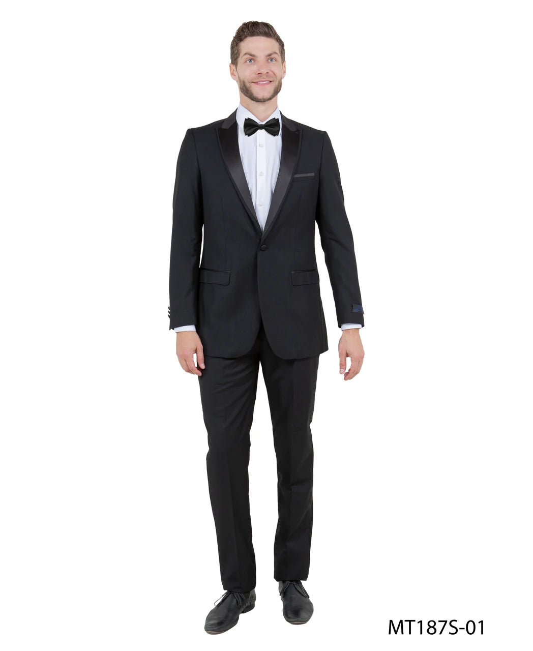 Black Slim Fit Satin Shawl Lapel Tuxedo – Suituno