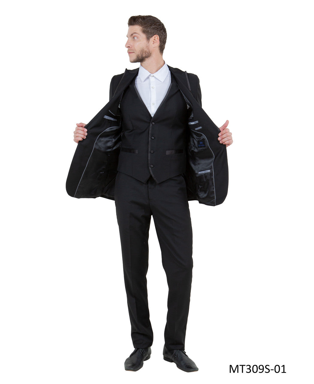 Black Slim Fit 3-Piece Textured Tuxedo – Suituno, photo 2