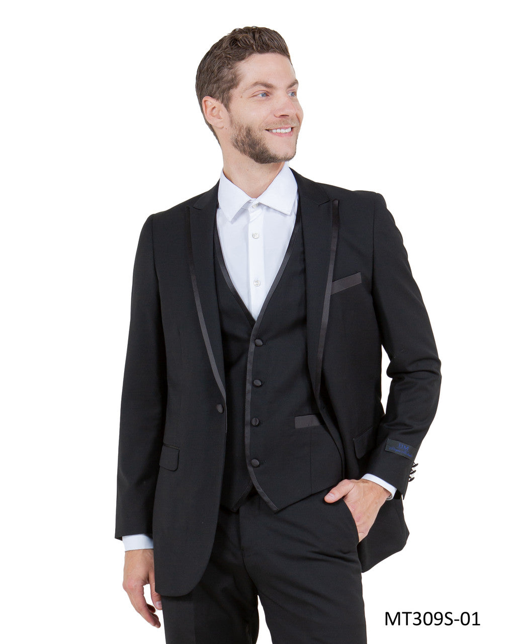 Black Slim Fit 3-Piece Textured Tuxedo – Suituno, photo 3