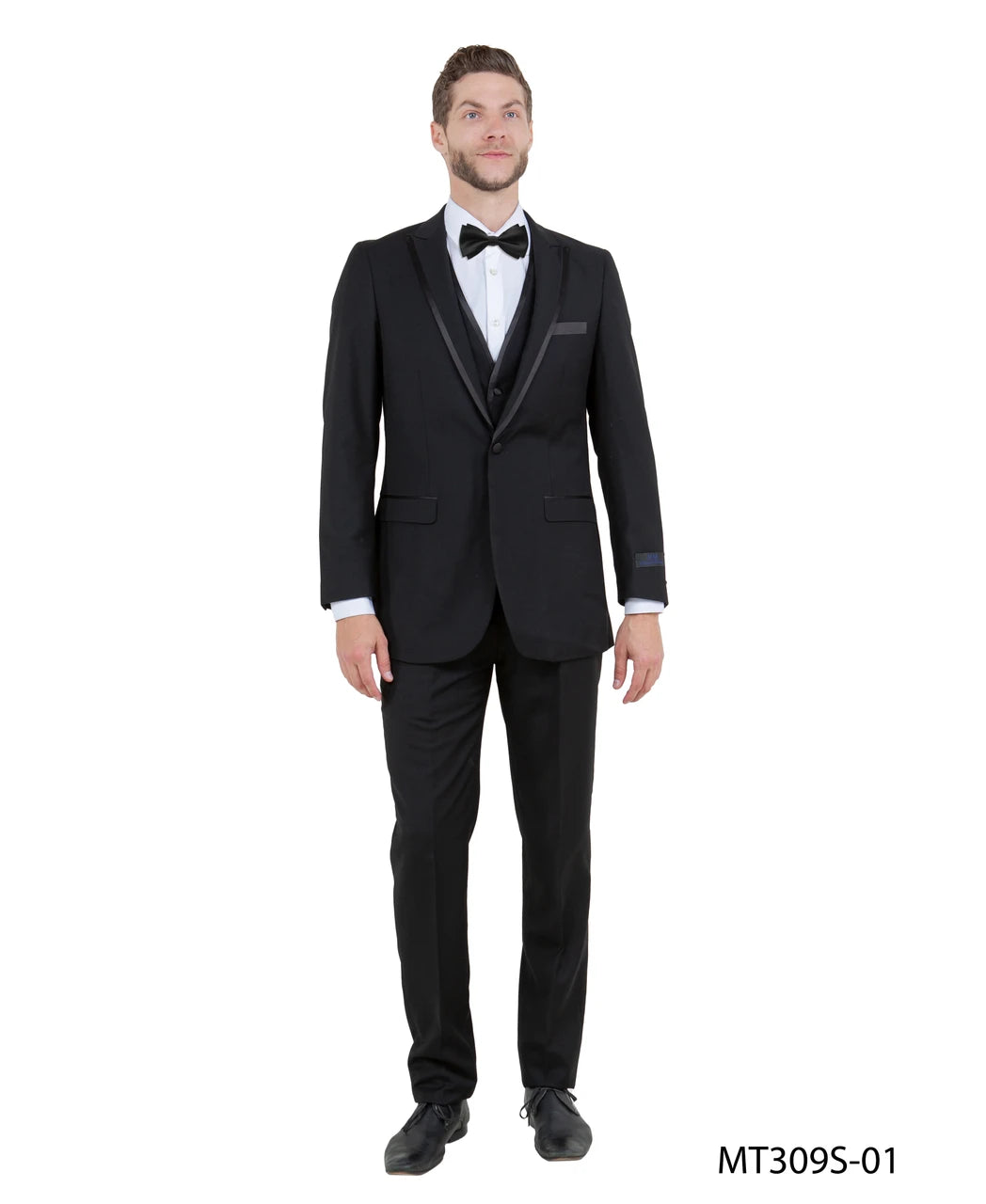 Black Slim Fit 3-Piece Textured Tuxedo – Suituno